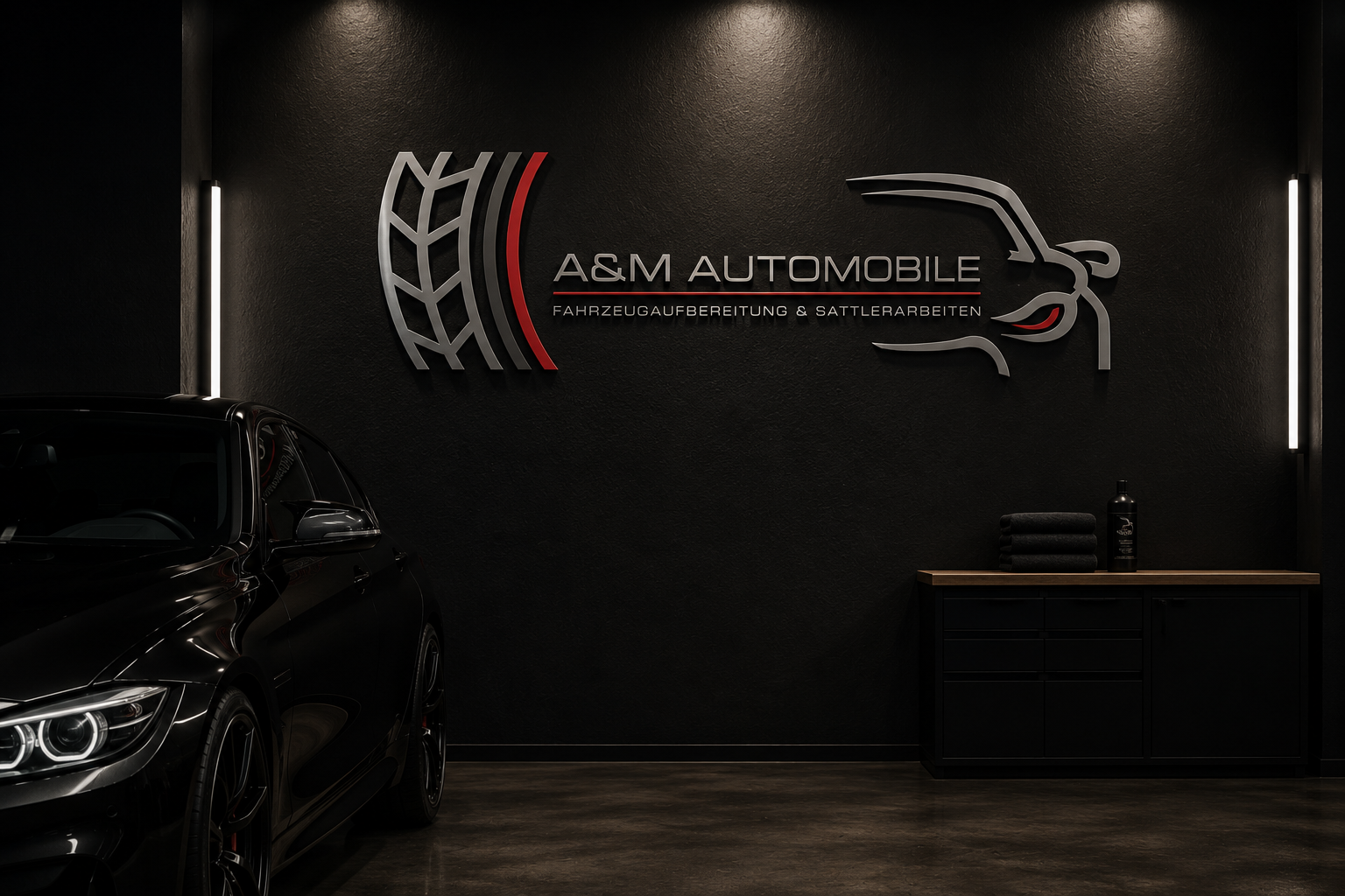 Premium-Fahrzeug in der Aufbereitungshalle von A&M Automobile